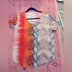 SOLD Lovers&Friends silk snake print colorful top size Small.